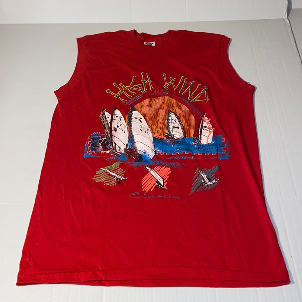 Vintage SSI High Wind Classics Surf Sleeveless Distressed Graphic Large T-Shirt